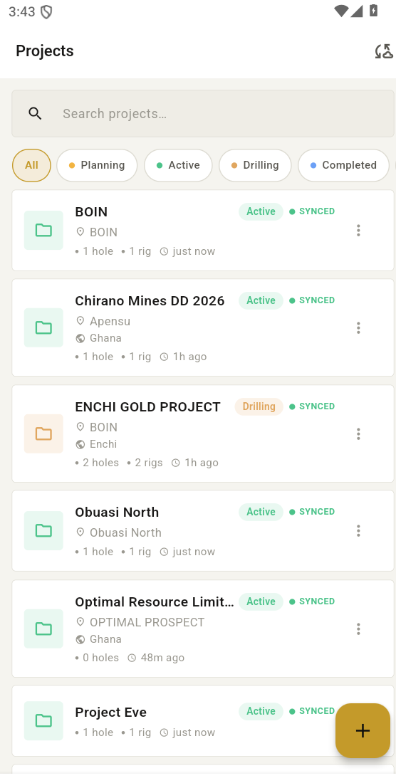 Mobile new project form
